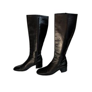 Vintage COLE HAAN Equestrian Tall Black Leather Riding Boots 9AA made in Italy